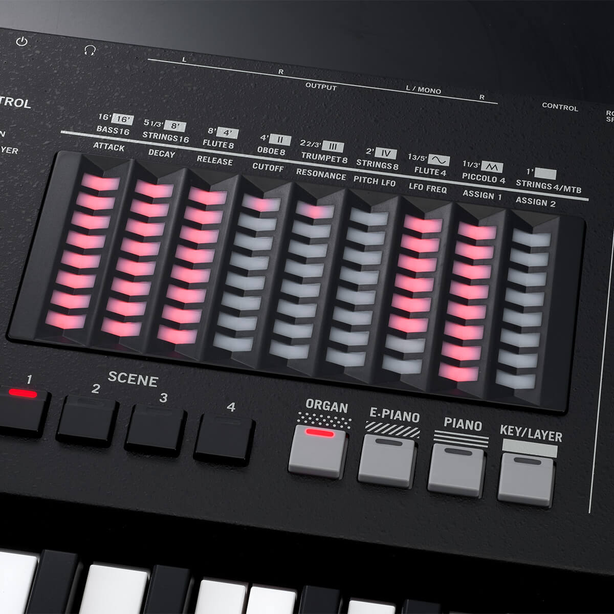 VOX Continental 73 close up of the organ settings