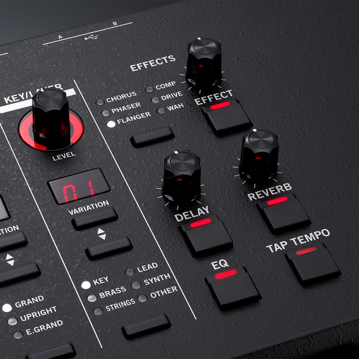 VOX Continental 73 close up of the effects controls